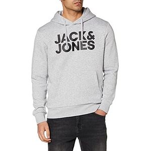 JACK & JONES Heren-hoodie logo, Grijs (Light Grey Melangegrau), S
