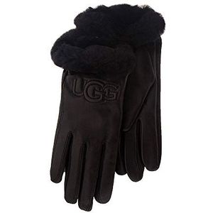 UGG Classic Leather Glove Handschoen met klassiek leren logo, W, zwart, S dames, Zwart