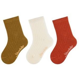 Sterntaler Socken Rippe 3-pack geribbelde sokken, uniseks, 3 paar, ECRU
