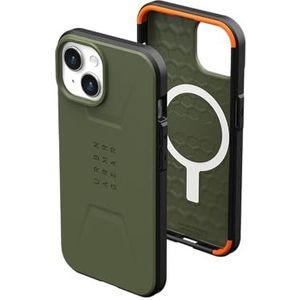URBAN ARMOR GEAR Civilian Case compatibel met Apple iPhone 15 Plus beschermhoes [compatibel met draadloos opladen/magnetisch opladen, valbestendig, verhoogde rand] olijfgroen