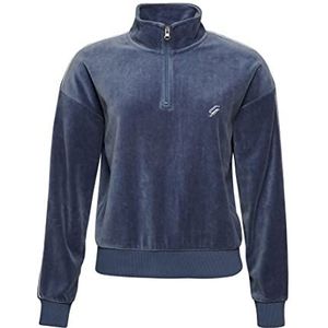 Superdry Code SL Velour Henley Sweat-shirt pour femme, Flint Stone Blue Grey, 36