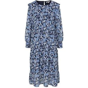 TOM TAILOR Denim maxi-jurk voor dames, 27596 - blauwe bloemenprint