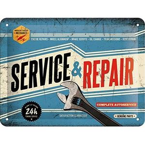 Nostalgic-Art Vintage Service & Repair Plaat - cadeau-idee voor auto- en motorfans, metaal, retro design, 15 x 20 cm