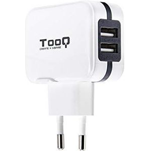 TooQ TQWC-1S02WT wandlader met 2 x USB (5 V - 3,4 A, 17 W), met AiPower-technologie, voor iPad/iPhone/Samsung/tablet/smartphones, kleur wit