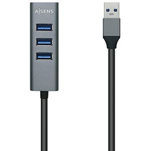 AISENS A106-0507 HUB USB 3.0, type A/M-4 x type A/H, grijs, 10 cm