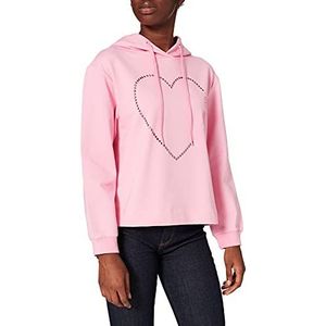 Love Moschino Sweatshirt voor dames, lange mouwen, met verstelbaar trekkoord, geribbelde manchet en stiksels, Roze