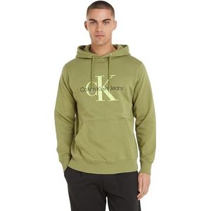 Calvin Klein Jeans Seasonal Monologo Regular Hoodie J30j320805 Sweatshirt met capuchon voor heren, Donkere jeneverbes