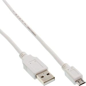 InLine 1,5 m USB 2.0 A-microb m/m USB-kabel 1,5 m USB A micro-USB B wit - USB-kabel (1,5 m, USB A, micro-USB B, 2.0, stekker/stekker, wit)