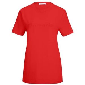 Tamaris T-shirt à col rond avec logo AALEN pour femme, Rouge fiery, S
