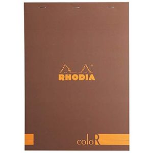 RHODIA 18963C notitieblok ColoR nr. 18 chocoladebruin – A4 – gelinieerd – 70 vellen verwijderbaar – lichtbruin papier, 90 g/m² – fluweelachtig deksel – basics
