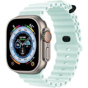 MroTech Ocean siliconen reservearmband compatibel met Apple Watch Ultra2/Ultra 49 mm 46 mm 45 mm 44 mm 42 mm voor iWatch Series 10 9 8 7 6 5 4 3 2 1 SE SE2 ijsblauw/zwart