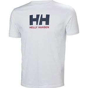 Helly Hansen Logo TSHIRT - 100% katoen jersey - effen vrijetijdsshirt met logo-opdruk voor heren, 002 Wit