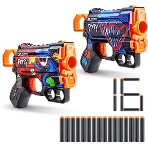 XSHOT - X-Shot Skins Menace Blaster - Poppy Playtime set van 2 van ZURU met 16 darts luchtzaktechnologie, schuim, 36703, meerkleurig, klein