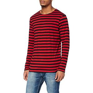 Urban Classics Regular Stripe L T-shirt voor heren, Firered/BLK