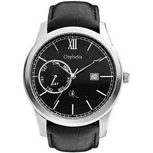 Orphelia - Herenhorloge - kwarts analoog - leren armband, zwart., riem
