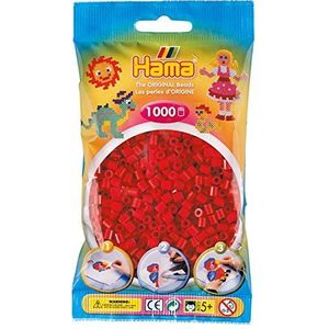 Hama - 207-22 – creatieve vrijetijdsvormgeving – kralen en sieraden – zakje met 1000 rode kralen