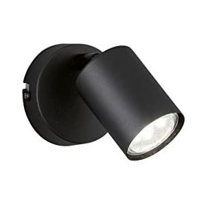 Fischer & Honsel Vano 30368 LED wandlamp met enkele schakelaar voor woonkamer, hal, slaapkamer, GU10-fitting, metaal, zwart, zand, 8 x 11 cm