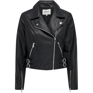 ONLY Onlalba Veste de motard en cuir synthétique pour femme, Noir, XS