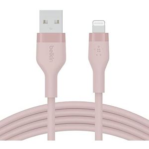 Belkin BoostCharge Flex USB-A naar Lightning kabel (2 m), MFi-gecertificeerd, voor iPhone 14/14 Plus, 13, 12, Pro, Max, mini, SE, iPad, enz. (roze)