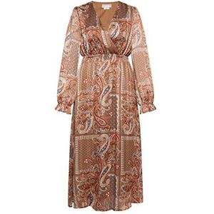 usha Lange damesjurk met paisley-print 10526494-US01, bruin meerkleurig, maat M, bruin meerkleurig, M, Veelkleurig bruin