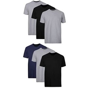 Hanes Set van 6 onderhemden voor heren, set van 6 - zwart/grijs/blauw gesorteerd, L, Set van 6 - zwart/grijs/blauw gesorteerd