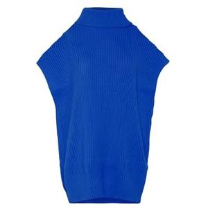 Blonda Pull sans manches en tricot à col roulé pour femme Bleu Taille XS/S, bleu, XS