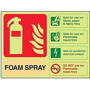 VSafety Brandblusserbord van hard plastic met opschrift ""Foam Spray ID Safe For Electrical Contact"", 200 mm x 150 mm
