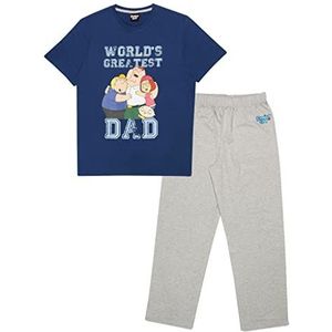 Family Guy World's Greatest Dad pyjama voor volwassenen, maat XS - 5XL, officieel product, Marineblauw/heide