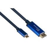Good Connections® SmartFLEX USB C naar HDMI 2.0b kabel 4K UHD @ 60Hz aluminium behuizing zeer flexibel donkerblauw 3m