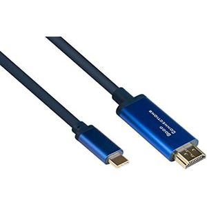 Good Connections® SmartFLEX USB C naar HDMI 2.0b kabel 4K UHD @ 60Hz aluminium behuizing zeer flexibel donkerblauw 3m