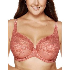 Gorteks Lingerie Bisou-B3 Soutien-gorge semi-rembourré avec broderie, soutien-gorge confort femme avec armatures, grandes tailles sous-vêtements femme, soutien-gorge pour grands et petits seins - 80H,