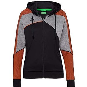 Erima Premium One 2.0 trainingsjack voor dames met capuchon (1 stuk), zwart/grijs gemêleerd/neonoranje