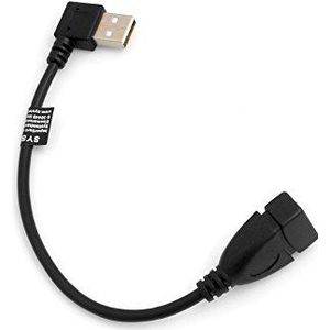System-S USB 2.0 kabel type A (mannelijk) 90° gebogen naar USB 2.0 type A (vrouwelijk) 21cm verlenging