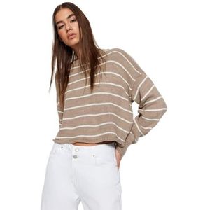 Trendyol Pull en tricot basique à col polo pour femme Coupe droite, rock, S