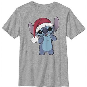Disney Lilo & Stitch Christmas Santa Hat Stitch Portrait Boys T-shirt, grijs gemêleerd, Athletic XS, Athletic grijs gemêleerd