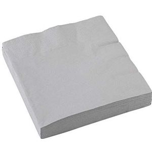 amscan Papieren servetten, 2-laags, 33 cm, zilverkleurig, 20 stuks