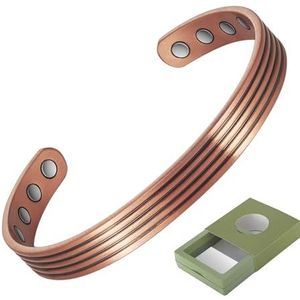 MagCopper Gevlochten koperen armbanden voor mannen of vrouwen, koperen manchetarmband met 8 magneten van GUASS 3500, 16,5 cm, verstelbare magneten, sieraden cadeau, Koper