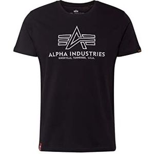 ALPHA INDUSTRIES Embroidery Basic T-shirt met korte mouwen voor heren, Zwart/Wit