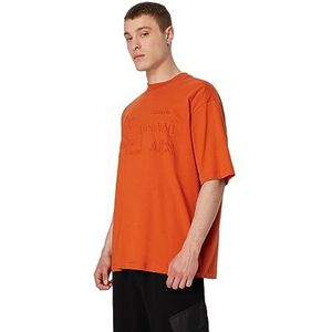 Armani Exchange Polo surdimensionné en jersey de coton épais avec logo gaufré pour homme, Orange, XXL