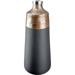 GILDE Decoratieve vaas van glas, bloemenvaas, moderne decoratie voor woonkamer en tafel, kleur: zwart en goud, hoogte 37 cm