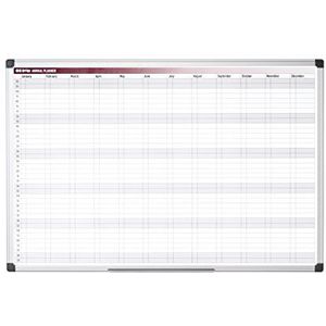 Bi-Office Magnetisch whiteboard met aluminium frame jaarlijkse magnetische lijst weekplanner