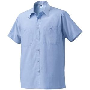 SIGGI - Shirt 'Lord' van katoen 100% Oxford met korte mouwen, kleur hemelsblauw, gewicht per m² gr. 140 - maat: XL