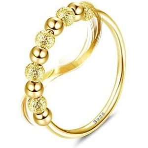 ORAZIO Fidget-ring van 925 sterling zilver met matte parels, angstring, voor angst, fidget, stapelring, angstband, angstring, voor vrouwen en mannen, Sterling zilver