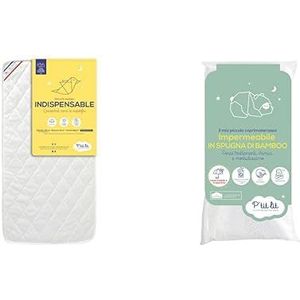 P'TIT LIT - Onmisbaar babymatras - 60x120 cm - Airconditioning: 1 kant zomer / 1 kant winter - Oeko Tex® & matrasbeschermer baby bamboe | waterdichte matrasbeschermer 60x120 cm - Zijdezachte viscose