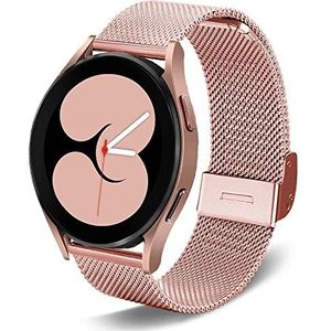 DEALELE Band Compatibel met Samsung Galaxy Watch 5 / 5 Pro / 4 / 4 Classic / Galaxy 3 41mm / Active 2, 20mm Roestvrij Staal Metaal Mesh Vervanging Armband voor Huawei GT2 42mm / GT3 42mm, Rosé goud