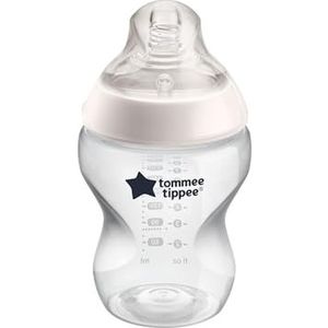 Tommee Tippee Closer to Nature-fles, fopspeen die de moederborst imiteert met anti-koliek ventiel, 260 ml, 1 stuk, Be Kind Rose (kleur en design kunnen variëren)