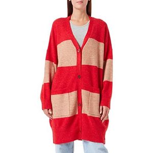 True Religion Lange oversized cardigan voor dames, Rood/Beige