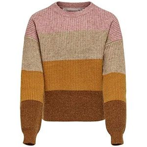 KIDS ONLY Kogsandy L/S Stripe trui KNT Noos pullover meisjes, Dusty Rose/Strepen: Pumice Stone Mel/Pumpkin Spice Mel/Schildpadschaal