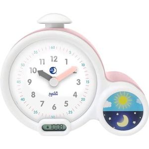 Pabobo x Kid Sleep Educatieve kinderwekker – dag/nacht – verlicht – digitaal display – 3 alarmen om uit te kiezen – uniseks meisjes en jongens – voeding of batterijen – klok – roze