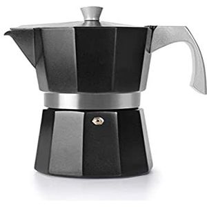 IBILI 623112 Evva Espressomachine voor 12 kopjes, aluminium, zwart, 26 x 13 x 13 cm